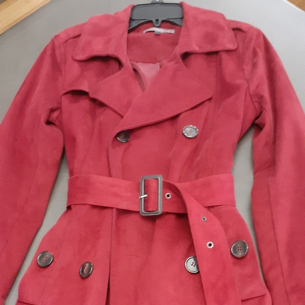 Bagatelle red suede trenchcoat